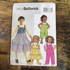 Butterick Girls Dress Overalls Vintage Uncut Pattern Sz 2 3 4 5 #3913